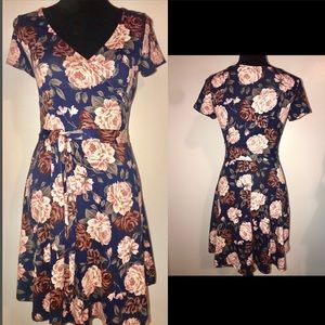 Floral Print Dress with belted waist!